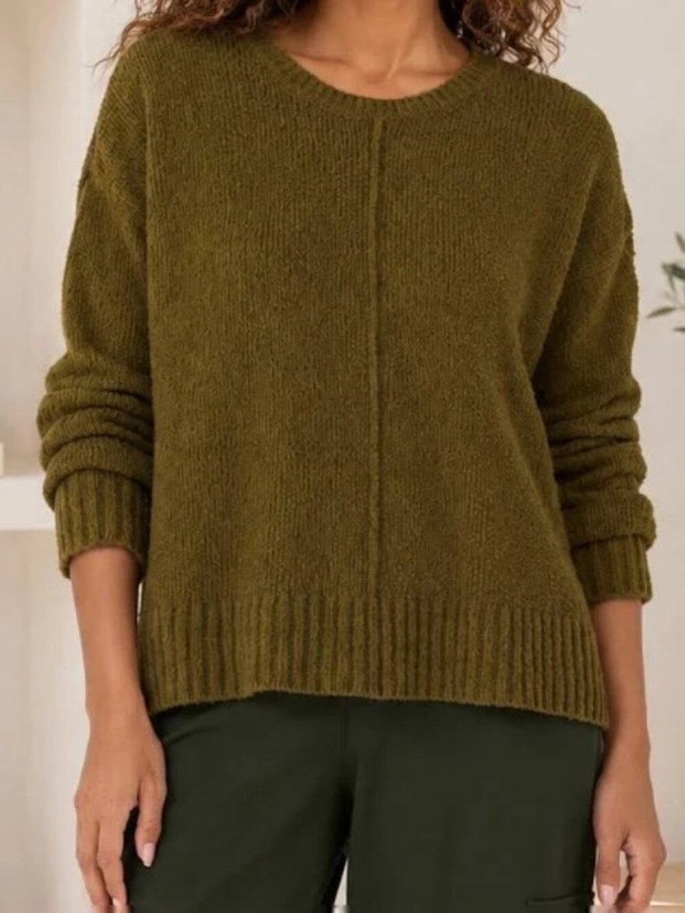 NWT Eileen Fisher MOSS Organic Cotton/Cashmere Fluff Crew Neck Sweater